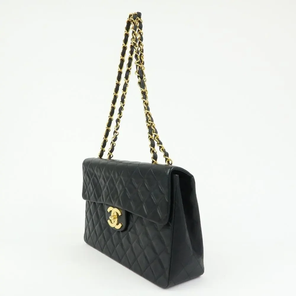 Chanel Jumbo Matelasse 34 Lambskin Flap Bag Black